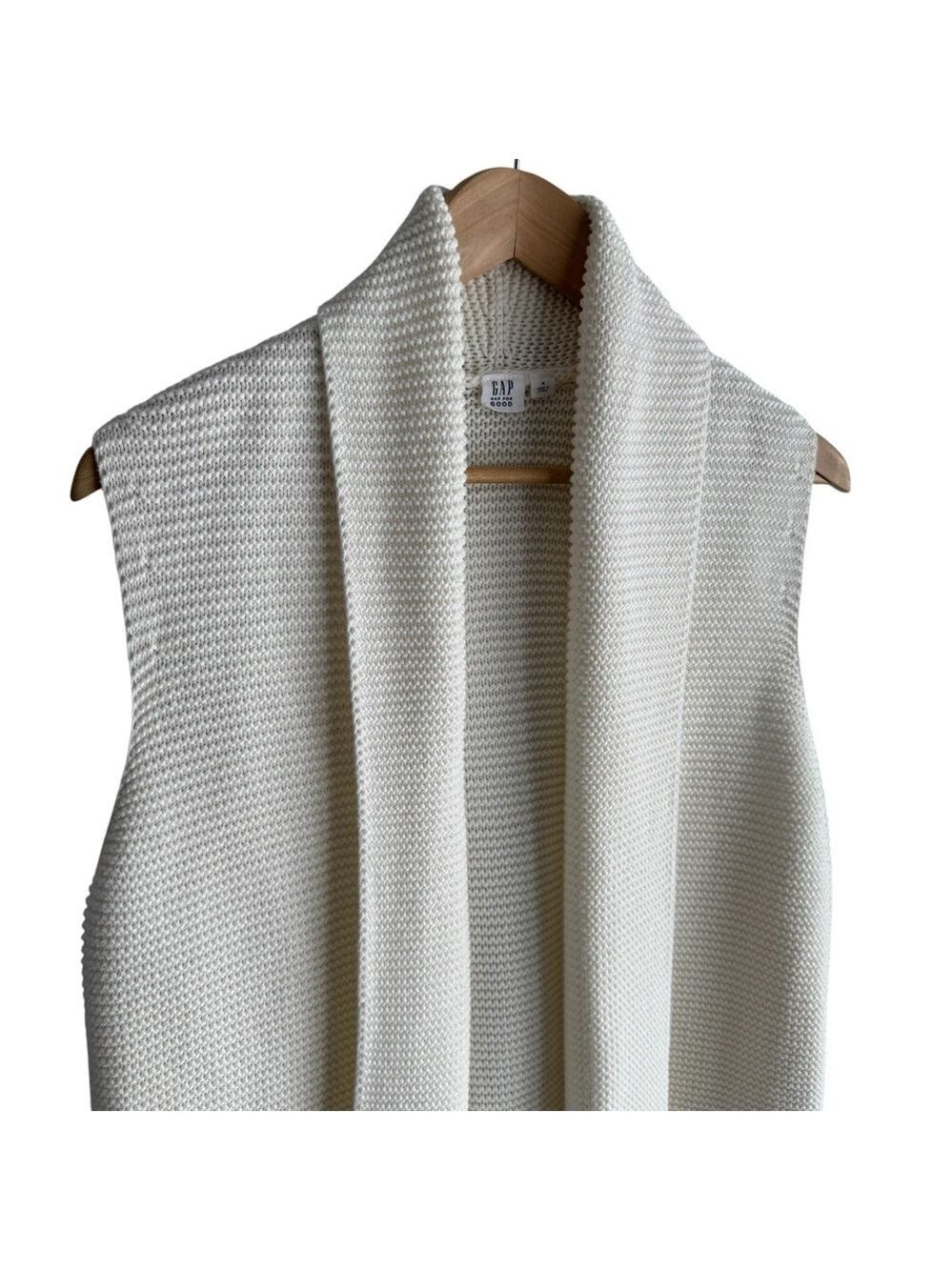 Gap 100% Cotton Sleeveless Cardigan Womens M White Open Front Knit Sweater Vest